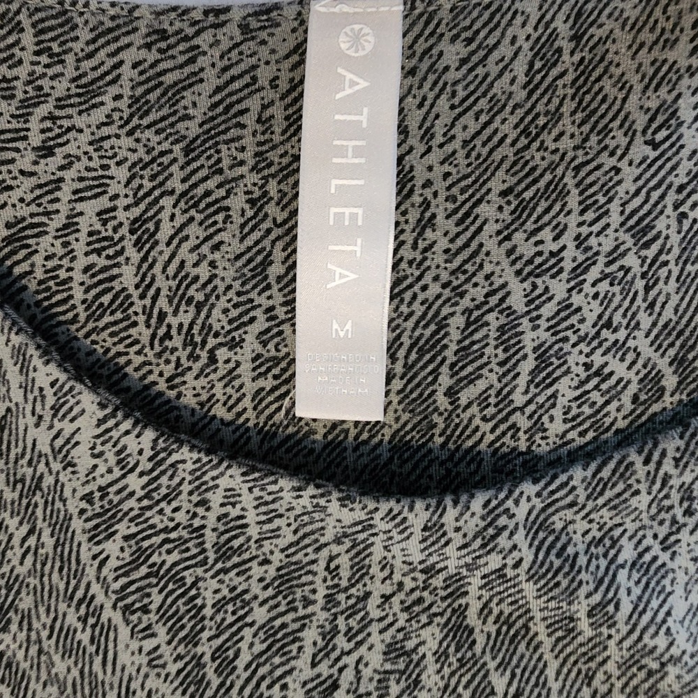 Athleta Dress Sleeveless Casual Tank Midi Sun Dress Gray Print M - Picture 3 of 4